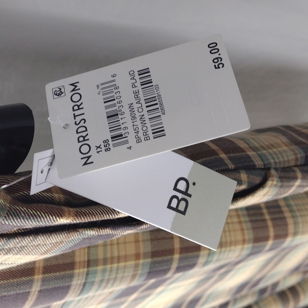 BP Everyday Plaid High Rise Pants In Brown Claire Plaid Size 1X = 18  (16W) NWT - Picture 7 of 12
